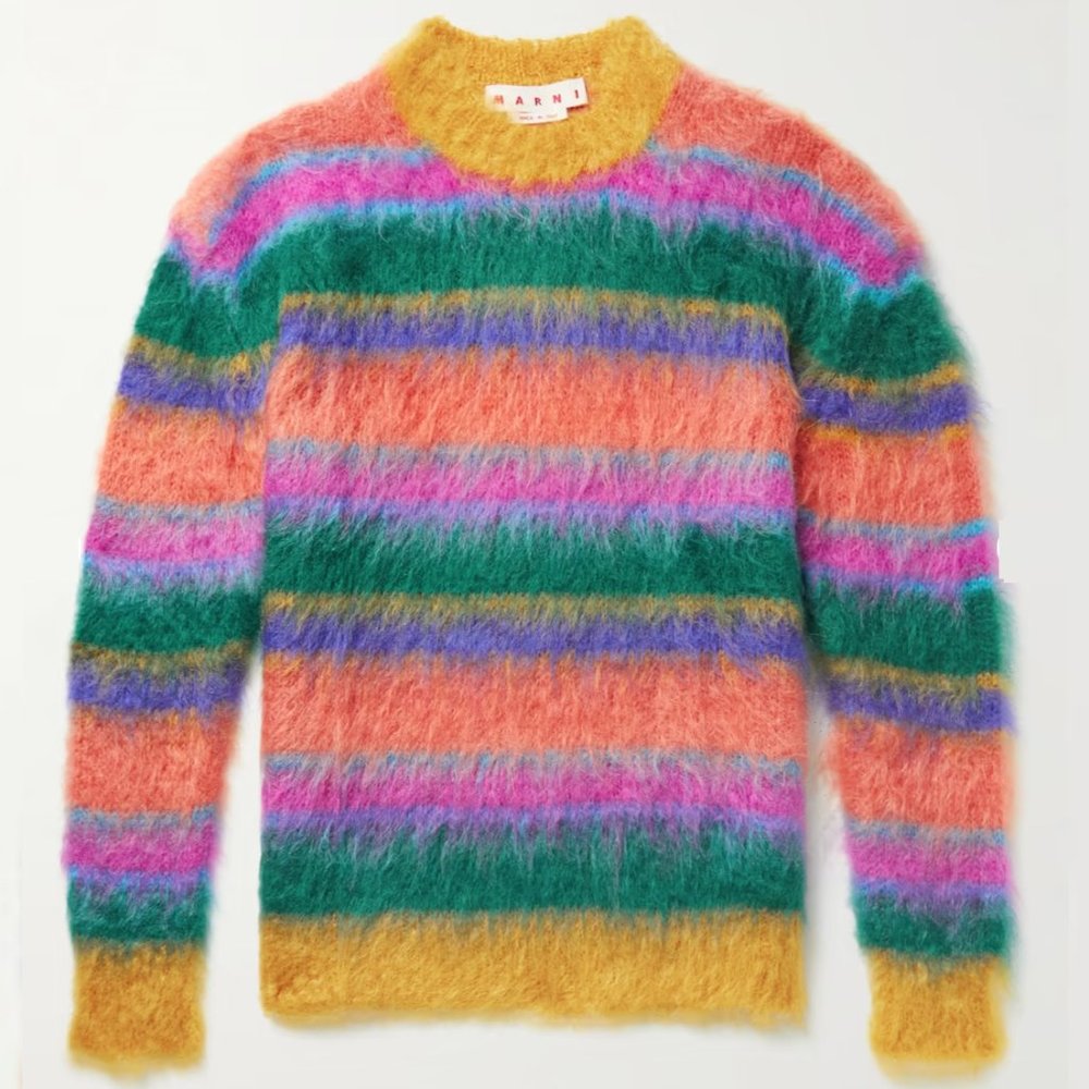 [NWT] Marni Striped Brushed Mohair-Blend Sweater (IT 38, US 2)